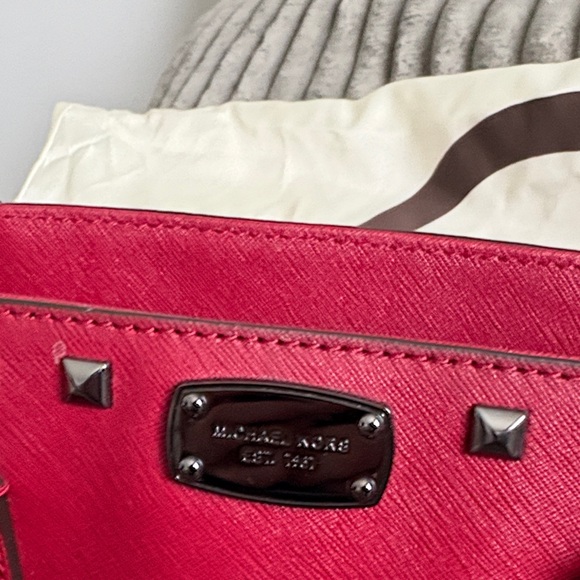 Michael Kors Red Studded Tote and Pouch Set - Picture 3 of 14
